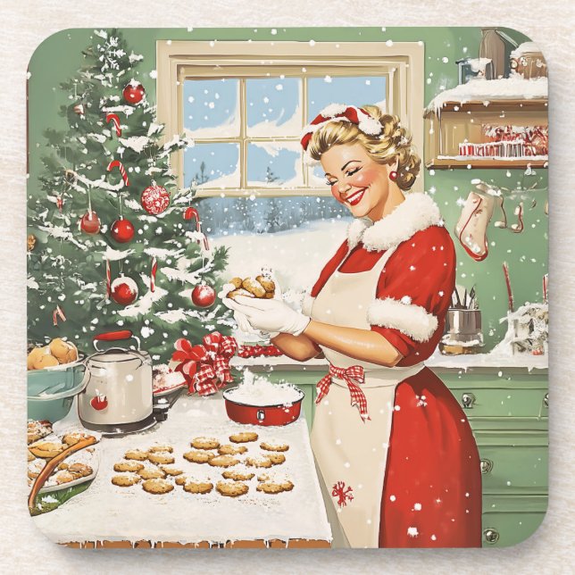 Mrs. Claus Holiday Baking Delight Coaster (Front)