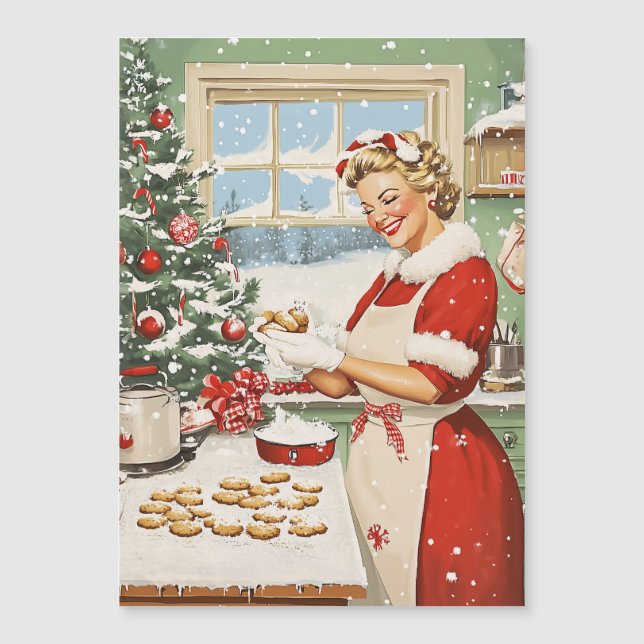 Mrs. Claus Holiday Baking Delight Magnetic Invitation (Front)