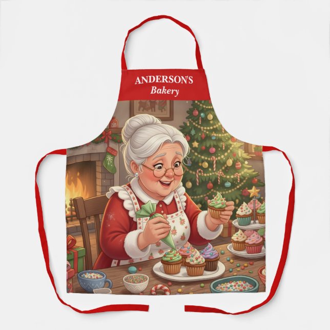 Mrs. Claus Holiday Cupcake Apron (Front)