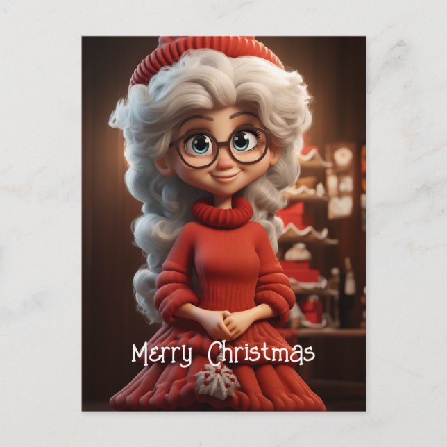 Mrs Claus Knit Dress Postcard (Front)
