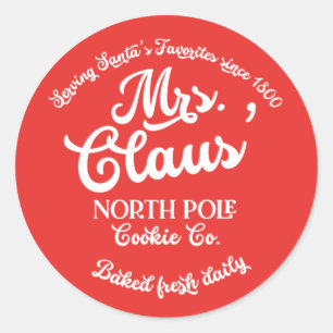 Mrs Claus' North Pole Cookie Company Gift Classic Round Sticker