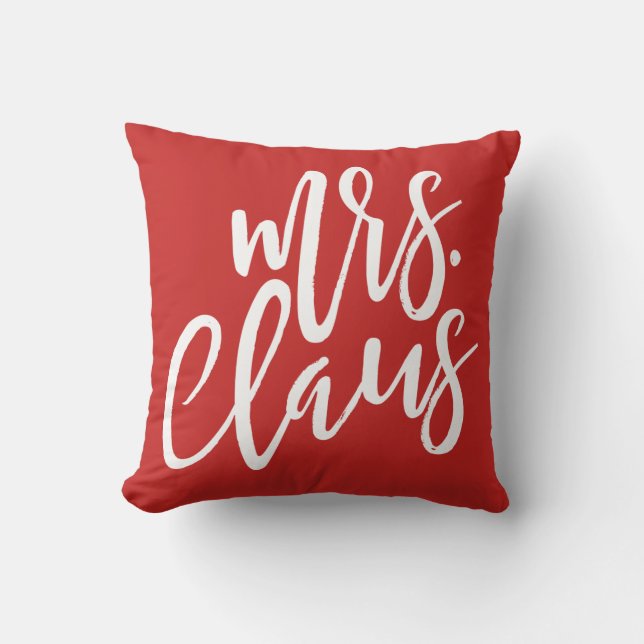 Mrs. Claus White Script Pillow (Front)