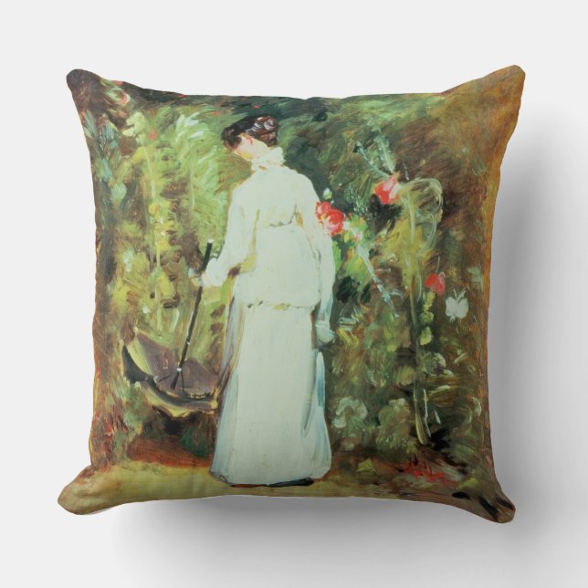 Mrs Constable in her Garden Throw Pillow (Front)