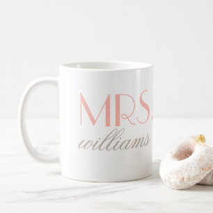Mrs Elegant Blush Personalized Wedding Monogram Coffee Mug