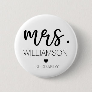 Mrs. Elegant Custom Name Wedding New Couple Gift 2 Inch Round Button