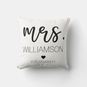 Mrs. Elegant Custom Name Wedding New Couple Gift Throw Pillow
