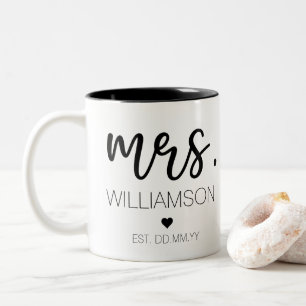 Mrs. Elegant Custom Name Wedding New Couple Gift Two-Tone Coffee Mug