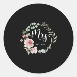 Mrs. Est. 2024 Just Married Wedding Wife Mr & Classic Round Sticker