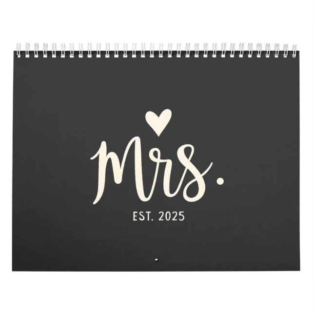 Mrs Est. 2025 Husband Bride Engagement Wedding Calendar (Cover)