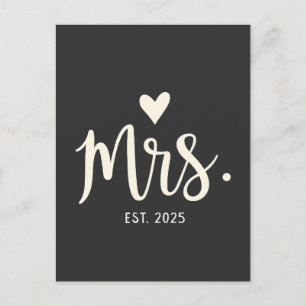 Mrs Est. 2025 Husband Bride Engagement Wedding Holiday Postcard
