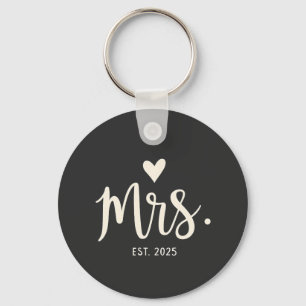 Mrs Est. 2025 Husband Bride Engagement Wedding Keychain