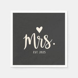 Mrs Est. 2025 Husband Bride Engagement Wedding Napkin