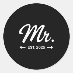 Mrs. Est. 2025 Just Married Wedding Party Mr & Classic Round Sticker