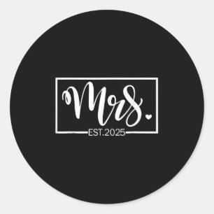 Mrs. Est. 2025 Just Married Wedding Wife Mr & Classic Round Sticker