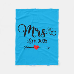 Mrs Est 2025 Wedding Marriage Fleece Blanket