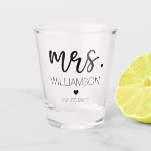 Mrs. Est Custom Name Wedding New Couple Gift Shot Glass