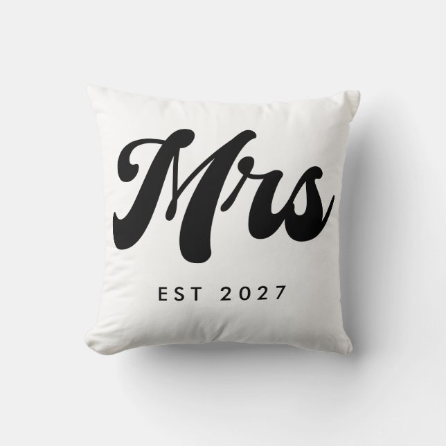 Mrs EST year Throw Pillow (Front)