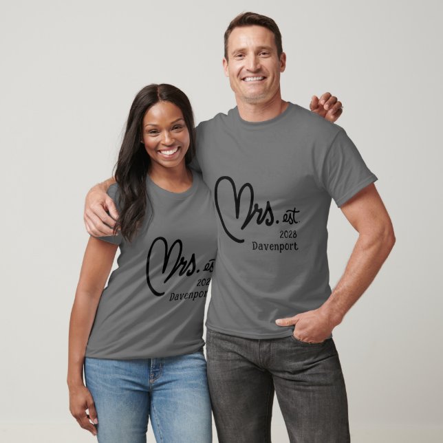 Mrs. Established Black Grey Custom Wedding T-Shirt (Unisex)