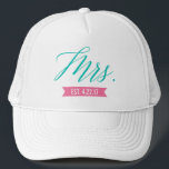 Mrs. Established Personalized Date Bride Trucker Hat<br><div class="desc">Add the date established or future last name to this pretty and modern "Mrs." trucker hat. This is great gift for the bride-to-be or newlywed.</div>