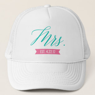 Mrs. Established Personalized Date Bride Trucker Hat