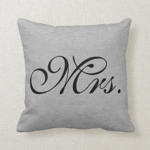 Mrs. faux linen french grey burlap rustic chic jut throw pillow
