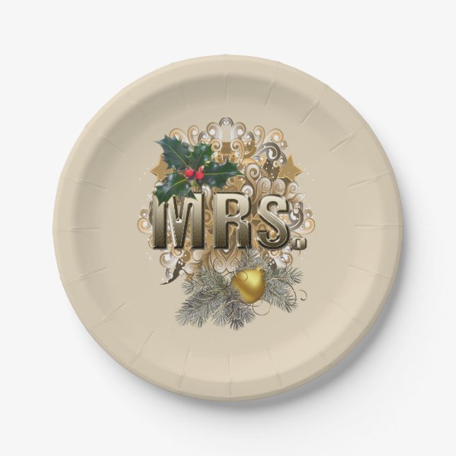 MRS. First Christmas Paper Plate (Front)