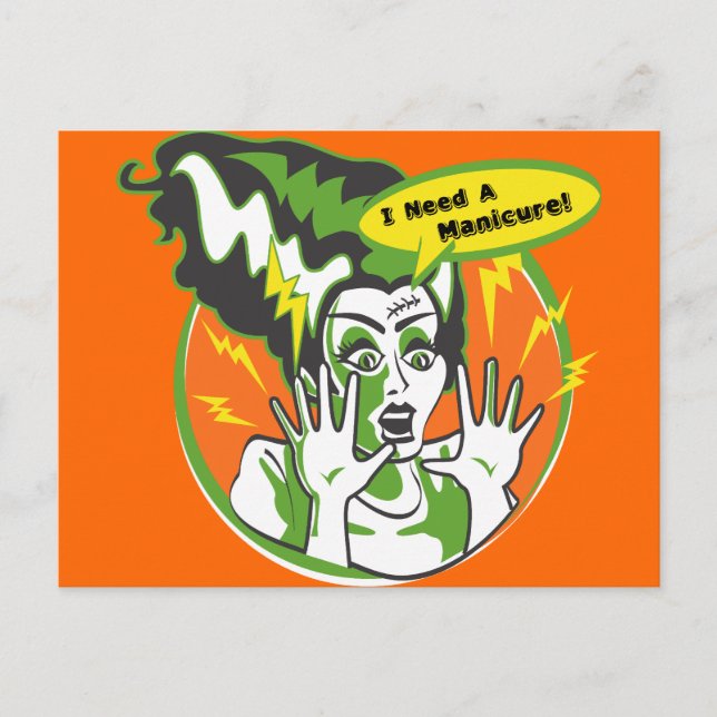 Mrs Frankenstein Needs a Manicure Postcard (Front)