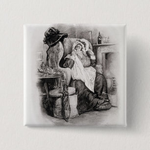 Mrs Gamp, from 'Charles Dickens: A Gossip about hi 2 Inch Square Button