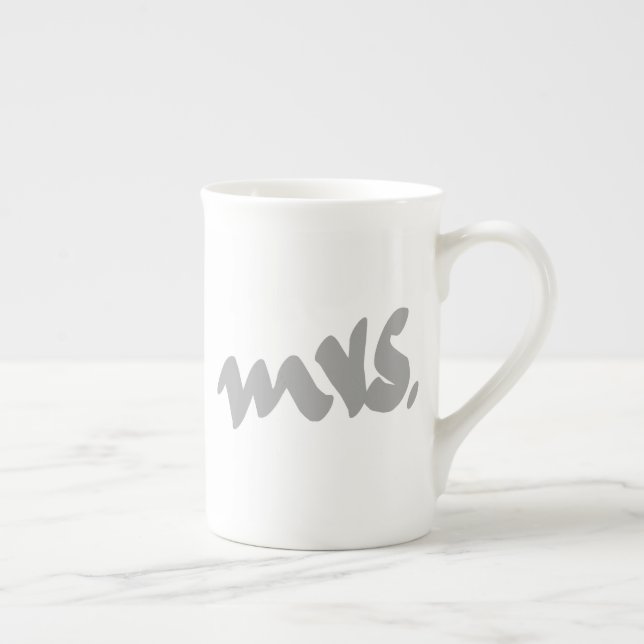 Mrs. Gifts For Her Mother's Day Grey White Cool Bone China Mug (Right)