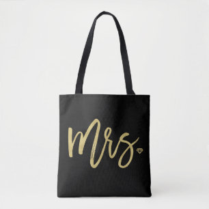 Mrs Golden Script Bridal Party Wedding Tote Bag