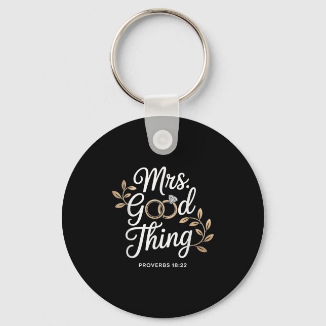 Mrs Good Thing Christian Proverbs Christian Couple Keychain (Front)