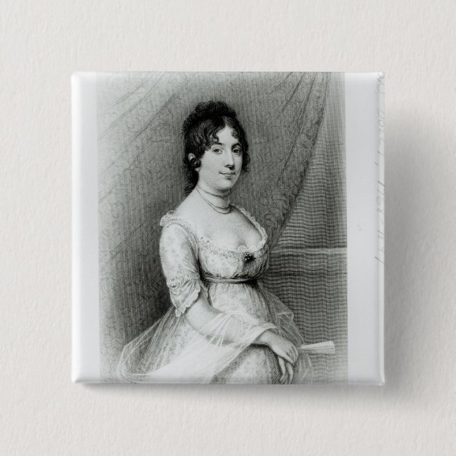 Mrs James Madison, Dolley Payne , c.1804-55 2 Inch Square Button (Front)