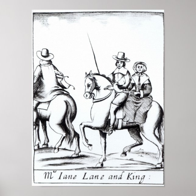 Mrs Jane Lane riding with King Charles II Poster (Front)