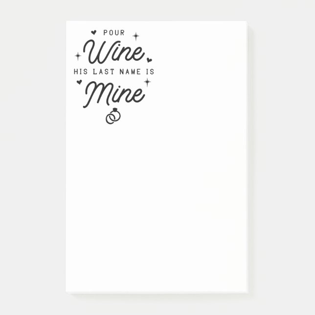 MRS. Just Married Wedding Announcement Bride Post-it Notes (Front)