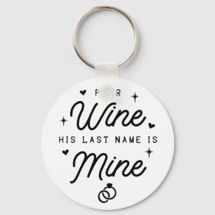 Mrs Just Married Wedding Announcement Bride Wine Keychain