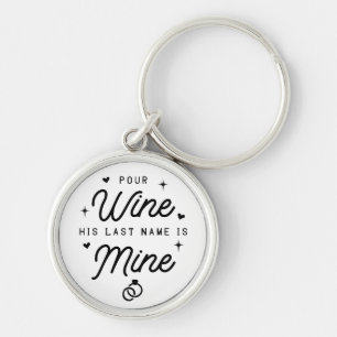 Mrs Just Married Wedding Announcement Bride Wine Keychain