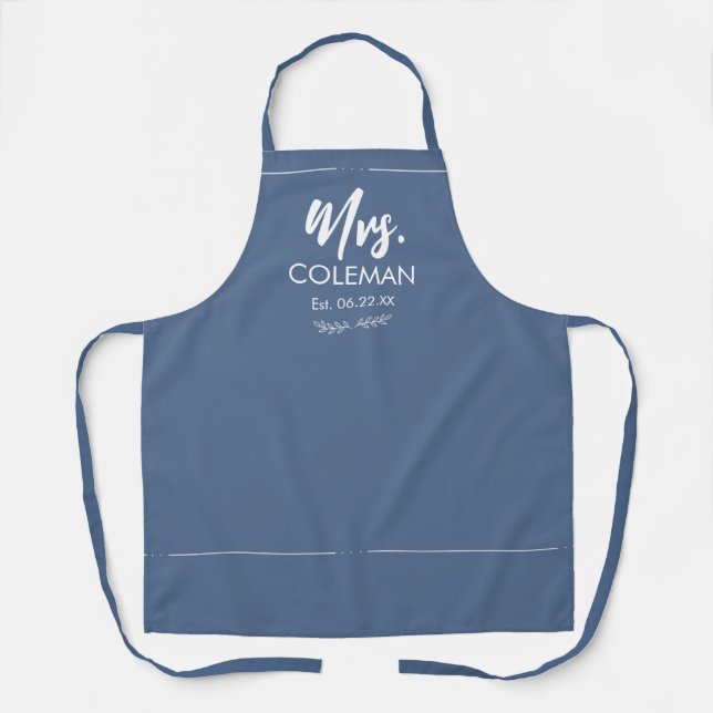 Mrs Just Married with Date Wedding Gift Cute Apron (Front)