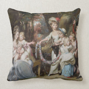 Mrs Justinian Casamajor and Eight of her Children, Throw Pillow