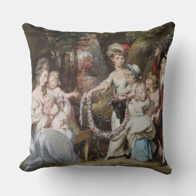 Mrs Justinian Casamajor and Eight of her Children, Throw Pillow (Front)