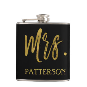 Mrs. Last Name Flask with Gold Foil Typography