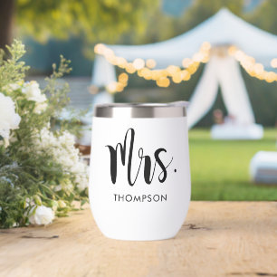 Mrs Modern Black Script Personalized Wedding