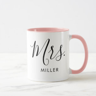 Mrs. Modern Elegant Script Monogram Wedding Mug