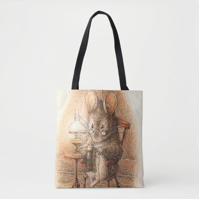 “Mrs Mouse Knitting” by Beatrix Potter Tote Bag (Front)