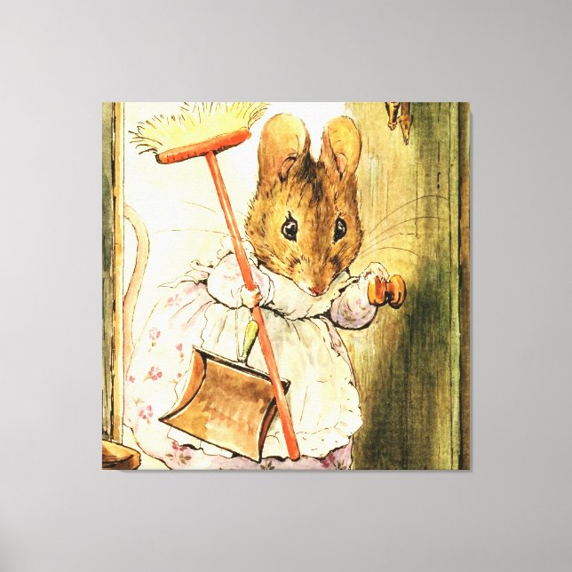 “Mrs Mouse Sweeps the Dollhouse” by Beatrix Potter Canvas Print (Front)