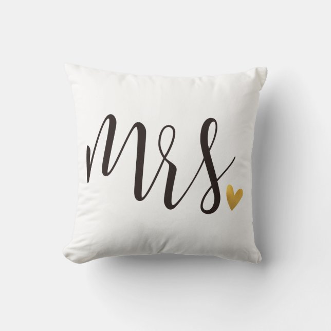 Mrs.|Mr.& Mrs.Wedding Gift Throw Pillow (Front)