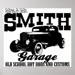 Mrs.& Mr. Smith Hot-Rod Garage Poster