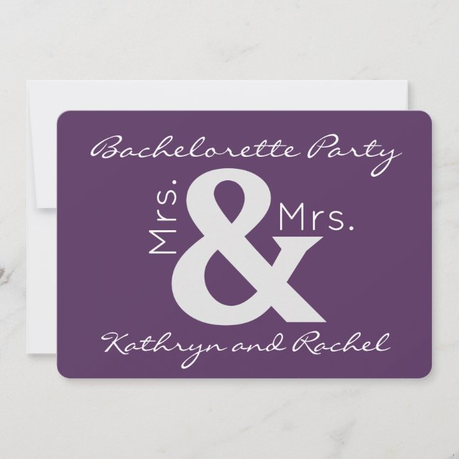 Mrs. & Mrs. Bachelorette Party Invitation (Front)