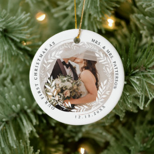 Mrs. & Mrs. First Christmas Ceramic Ornament