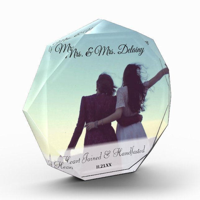 Mrs. & Mrs. Handfasting Newlywed Pagan Gifts Photo Block (Left)