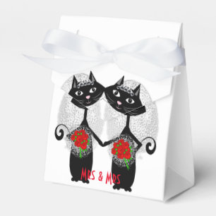 Mrs + Mrs Lesbian Marriage Cat Cute Brides Wedding Favor Box